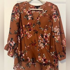 Floral Surplice Blouse